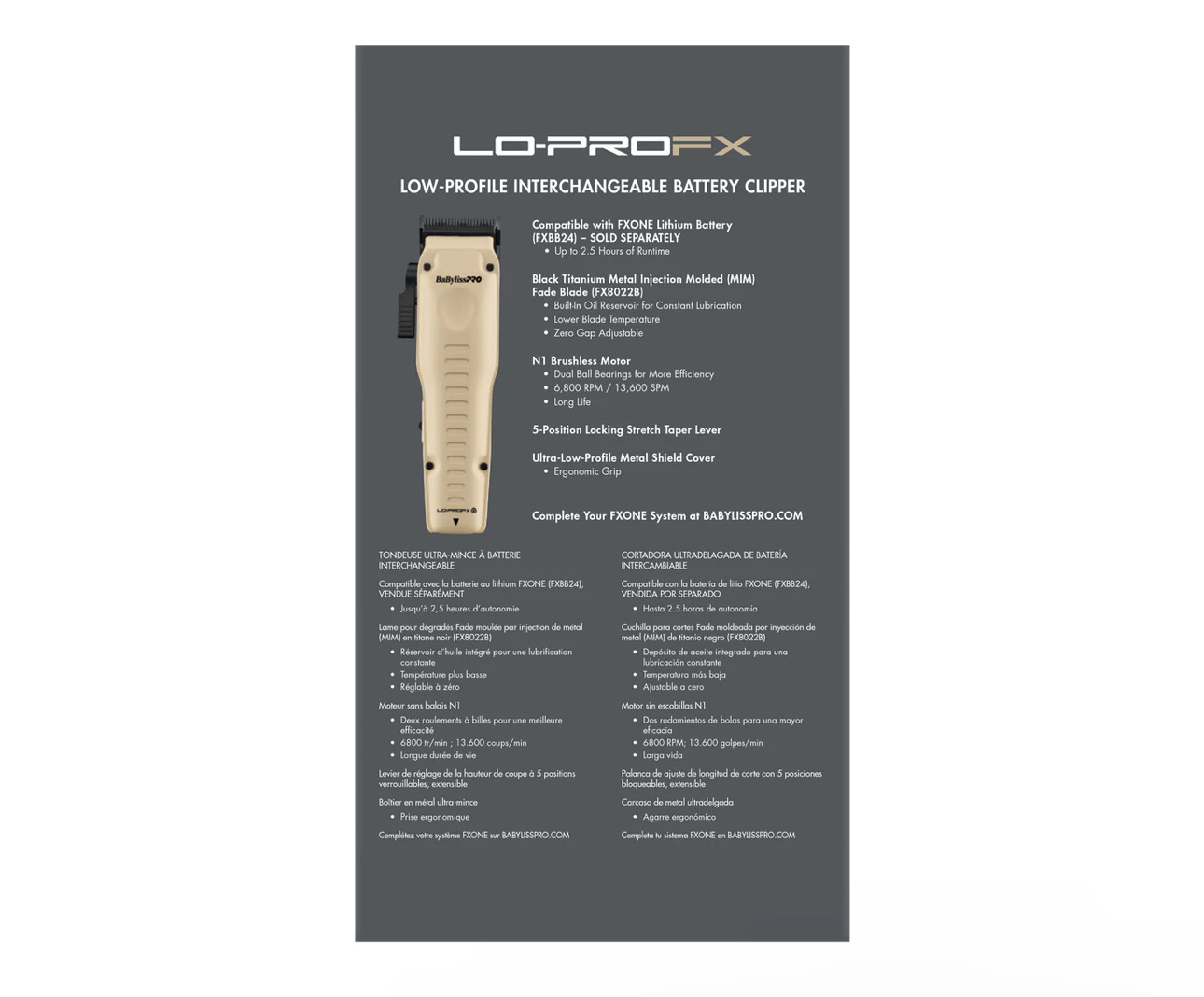 Babyliss Tan Fx One Lo Pro Clipper TOOL ONLY
