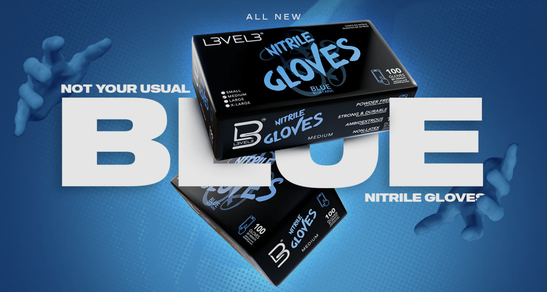 L3VEL 3 Nitrile Gloves Large - Blue