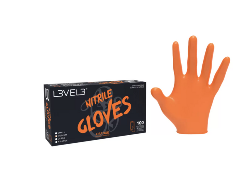 L3VEL 3 Nitrile Gloves Medium - Orange