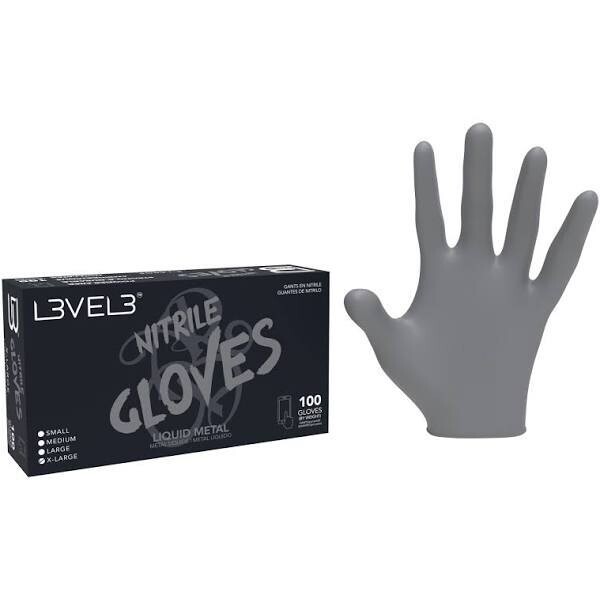 L3VEL 3 Nitrile Gloves Medium - Liquid Metal